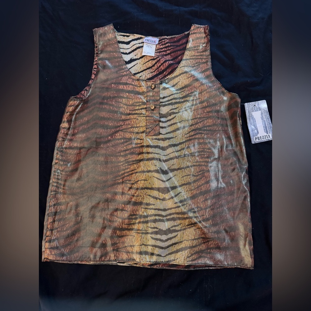 PREZZIA TIGER PRINT TOP Vintage NWT ANIMAL PRINT TOP Goth